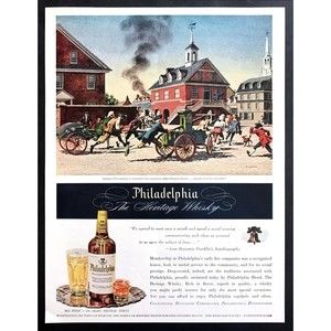 1945 Philadelphia Whisky Colonial Philadelphia Fire Department vintage print ad